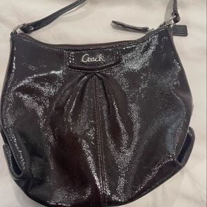 Coach brown shiny leather shoulder purse